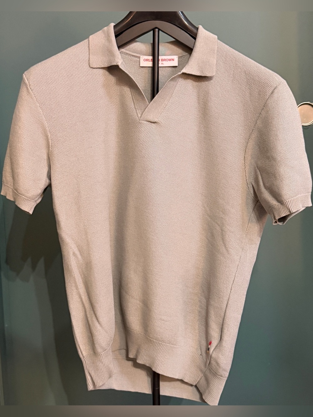 Orlebar Brown Luxury Polo Shirt XL $495 Mesh  Knit Gray Short Sleeved